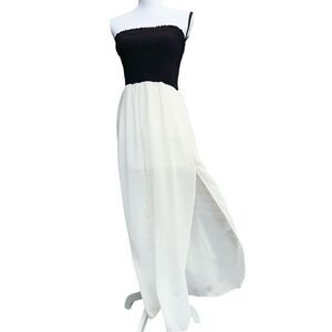 Strapless Smocked Contrast Maxi Dress